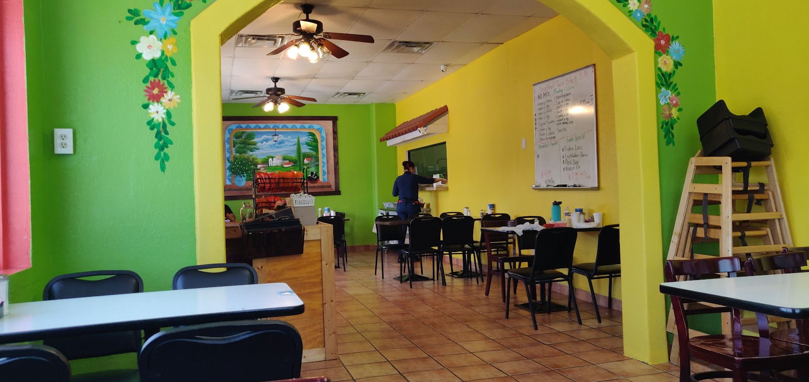 Colorful dining room interior at Mí Pueblito Mexican Restaurant